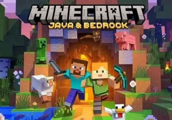 A screenshot of the Minecraft game on PC, showing a procedurally generated world with biomes, caves, and dimensions.
